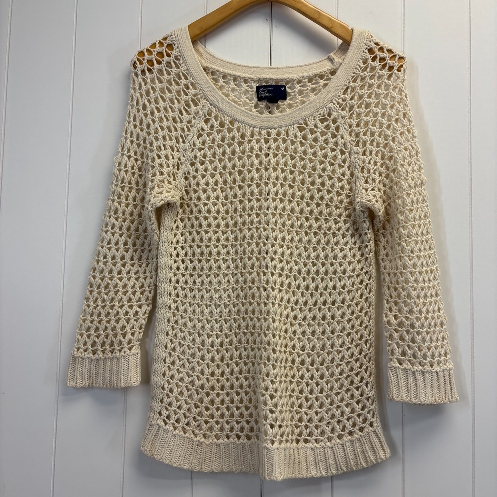 American Eagle Outfitters Womens Boho Coastal Open Knit Sweater Size M Layering